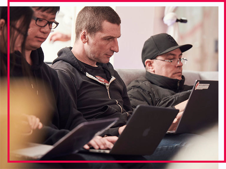 Pictured are students from cohort 6 working together